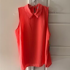 CeCe Women's Sleeveless Coral Button Top Medium Feminine Summer NWT